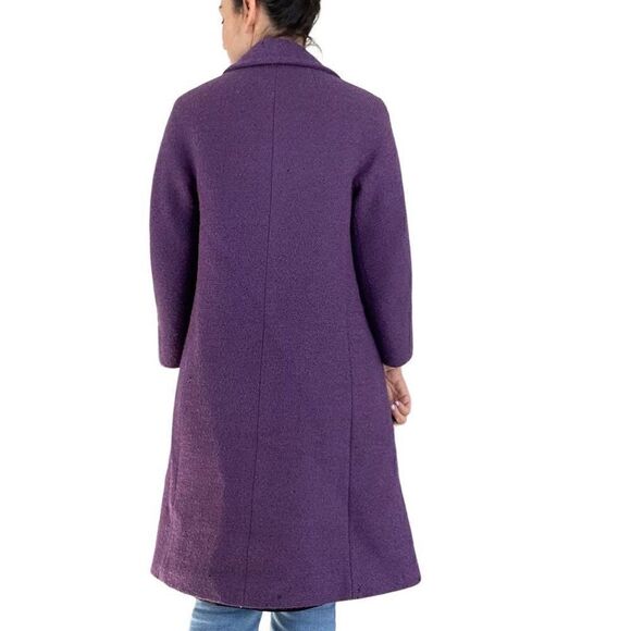 Vintage 80s 1980s Wool Purple Peacoat Double Breasted Women Size Medium Classic - Picture 4 of 12